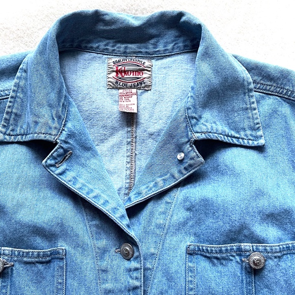 Kikomo Blue Jeans Vest Shirt Sleeveless Button Up Denim Cotton Sz 2X Pockets Vtg - Picture 2 of 5